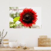 Red Sunflower Poster mit Matthew 5:14 Bible Verse (Küche)