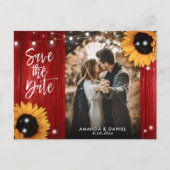 Red Sunflower Save the Date Foto Postkarte (Vorderseite)