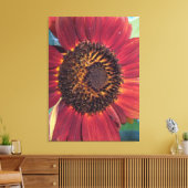 Red Sunflower Wrapped Canvas print Leinwanddruck (Insitu (Wohnzimmer))