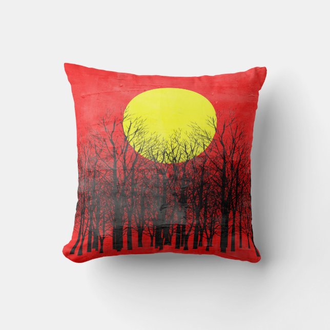 Red Sunset | Abstrakte Malerei Kissen (Vorderseite)