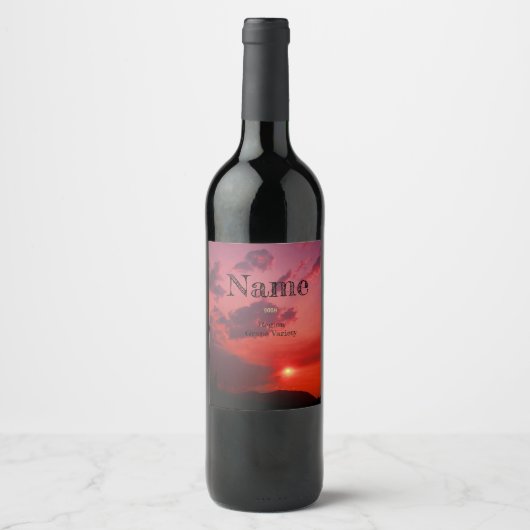 Red Sunset, Custom Wine Label Weinetikett (Vorderseite)