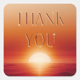 Red Sunset danke Quadratischer Aufkleber