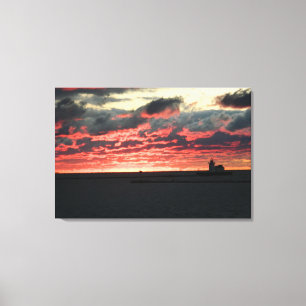 Red Sunset (Leuchtturm) Canvas Print Leinwanddruck