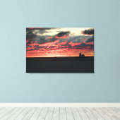 Red Sunset (Leuchtturm) Canvas Print Leinwanddruck (Insitu (Holzboden))
