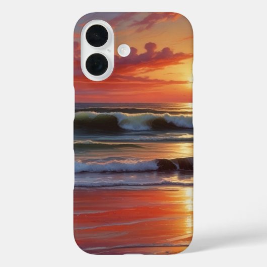 Red Sunset Ocean Seascape Malerei Artwork Case-Mate iPhone Hülle (Rückseite)