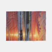 Red Sunset Ocean Seascape Malerei Artwork Fleecedecke (Vorderseite (Horizontal))