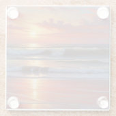 Red Sunset Ocean Seascape Malerei Artwork Glasuntersetzer (Rückseite)