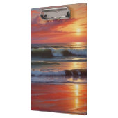 Red Sunset Ocean Seascape Malerei Artwork Klemmbrett (Links)