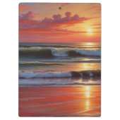 Red Sunset Ocean Seascape Malerei Artwork Klemmbrett (Rückseite)