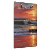 Red Sunset Ocean Seascape Malerei Artwork Klemmbrett (Rechts)