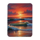 Red Sunset Ocean Seascape Malerei Artwork Magnet (Vertikal)