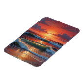 Red Sunset Ocean Seascape Malerei Artwork Magnet (Linke Seite)