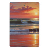 Red Sunset Ocean Seascape Malerei Artwork Mini Klemmbrett (Rückseite)