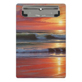 Red Sunset Ocean Seascape Malerei Artwork Mini Klemmbrett (Vorderseite)