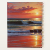 Red Sunset Ocean Seascape Malerei Artwork Planer (Rückseite)