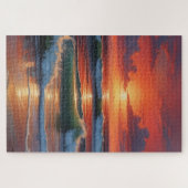 Red Sunset Ocean Seascape Malerei Artwork Puzzle (Horizontal)