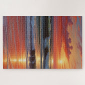 Red Sunset Ocean Seascape Malerei Artwork Puzzle (Horizontal)