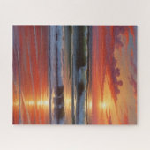 Red Sunset Ocean Seascape Malerei Artwork Puzzle (Horizontal)