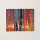 Red Sunset Ocean Seascape Malerei Artwork Puzzle (Horizontal)