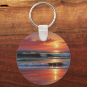 Red Sunset Ocean Seascape Malerei Artwork Schlüsselanhänger (Vorderseite)