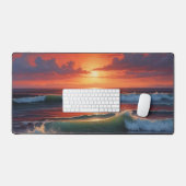 Red Sunset Ocean Seascape Malerei Artwork Schreibtischunterlage (Tastatur & Maus)