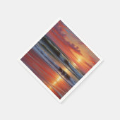 Red Sunset Ocean Seascape Malerei Artwork Serviette (Ecke)