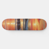 Red Sunset Ocean Seascape Malerei Artwork Skateboard (Horizontal)