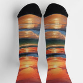Red Sunset Ocean Seascape Malerei Artwork Socken (Oben)