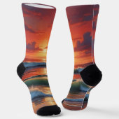 Red Sunset Ocean Seascape Malerei Artwork Socken (Gewinkelt)