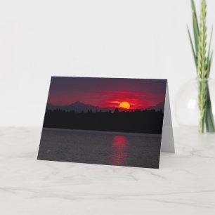 Red Sunset Olympic Mountains Blank Jeder Anlass Feiertagskarte