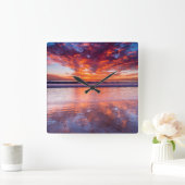 Red sunset over the sea, California Quadratische Wanduhr (Zuhause)