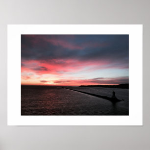 Red Sunset Pacific Sky Color Fotografy Poster