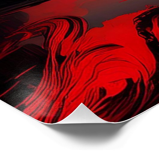 Red Sunset Reflection - Friedliche Natur Art Poster (Ecke)