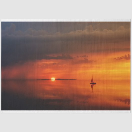 Red Sunset Sailboat Decoupage Tissue Paper Seidenpapier (Vorderseite)