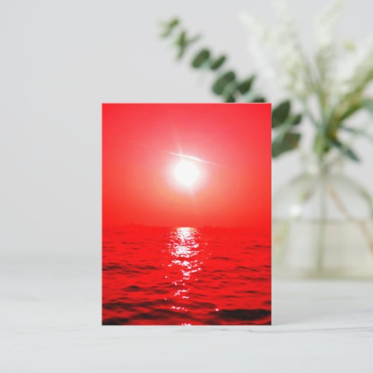 Red Sunset Seascape Postkarte (Stehend Vorderseite)