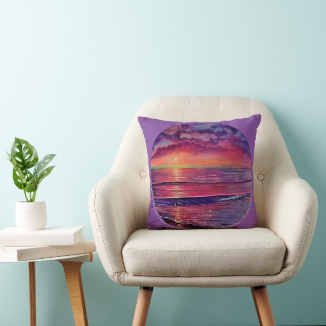 Red Sunset Seascape Throw Kissen 2 (Stuhl )