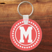 Red Super Star Mit Monogramm Schlüsselanhänger (Vorderseite)