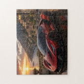 Red Supercar at Mediterranean Sunset Puzzle (Vertikal)