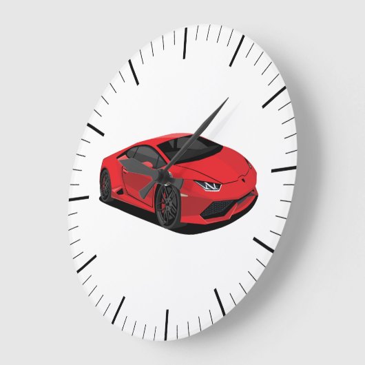 Red Supercar Wall Clock Große Wanduhr (Winkel)