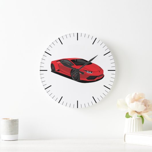 Red Supercar Wall Clock Große Wanduhr (Zuhause)