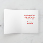 Red Superhero Comic Speech Bubble Boy Birthday Karte (Innenseite)