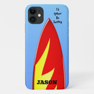 Red Surfboard "I d'Ather Surfing" iPhone Case
