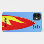 Red Surfboard "I d'Ather Surfing" iPhone Case (Rückseite (Horizontal))