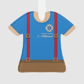 Red Suspenders Personalisierter Feuerwehrmann Ornament (Rückseite)