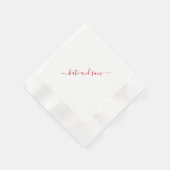 Red Swash Script Personalisiert geprägte Hochzeit Serviette (Ecke)