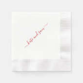 Red Swash Script Personalisiert geprägte Hochzeit Serviette (Vorderseite)