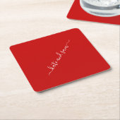 Red Swash Script Personalisiert Wedding Rechteckiger Pappuntersetzer (angewinkelt)