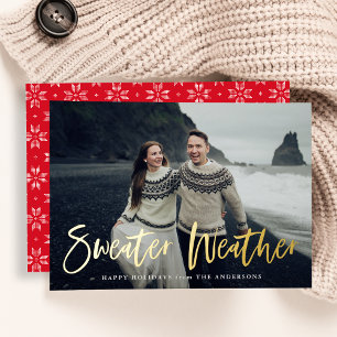Red Sweater Weather Foto Folien Feiertagskarte