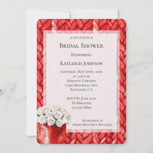 Red Sweater White Roses Brautparty Einladung (Vorderseite)