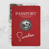 Red Sweden Passport Save the Date (Vorne/Hinten)